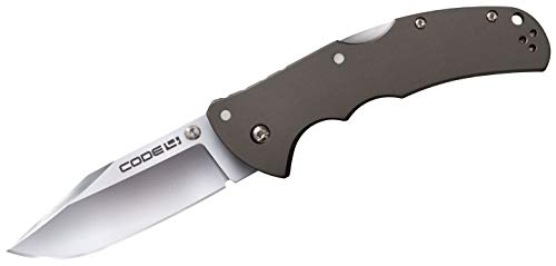Cold Steel Code 4 Folding Knife, 3 1/2" Satin Plain Blade, Clip Point, Aluminum Handle