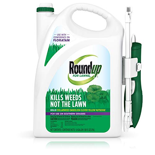 Roundup for Lawns4 Ready to Use - for Use on Southern Grasses, for Use on Bluegrass, Fescues, and Perennial Ryegrass, Kills Over 90 Weed Types Including Dandelion, Clover, and Nutsedge, 1 gal.