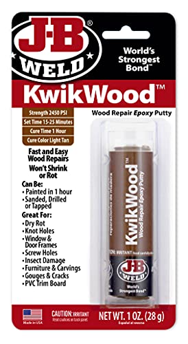 J-B Weld 8257 KwikWood Wood Repair Epoxy Putty Stick- 3.5 inch, Tan