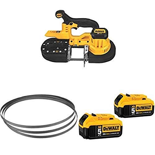 DEWALT DCS371B 20V MAX Lithium-Ion Band Saw, Bare-Tool with 20V MAX XR 5.0Ah Lithium Ion Battery, 2-Pack and 24 TPI Portable Band Saw Blade, 3-Pack