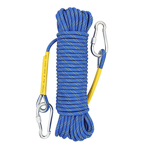 X XBEN Outdoor Climbing Rope Rock Climbing Rope, Escape Rope Climbing Equipment Fire Rescue Parachute Rope (32 Foot) - Blue