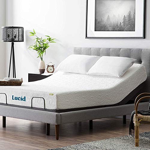 Lucid L300 Adjustable Bed Base with Dual USB Charging Ports, Full, Charcoal