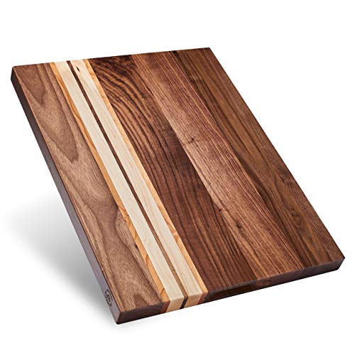 Sonder Los Angeles, Large Multipurpose Walnut/Cherry/Maple Wood Cutting Board, 17x13x1.1in Reversible with Cracker Holder (Gift Box Included)