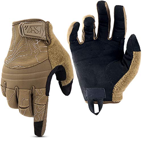 WPTCAL Shooting Gloves Touch Screen Full Dexterity Tactical Gloves Garden Full Finger Gloves for Operating Work Hunting Hiking Sports-Brown (L)